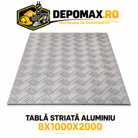 Tabla aluminiu striata 8mm , 1000x2000mm (5754)